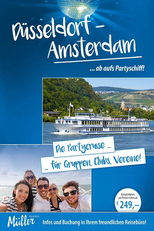 Plakat Partyschiff Düsseldorf Amsterdam 