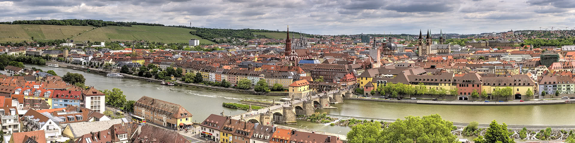 Übersicht über die Innstadt von Würzburg mit dem Fluß Main